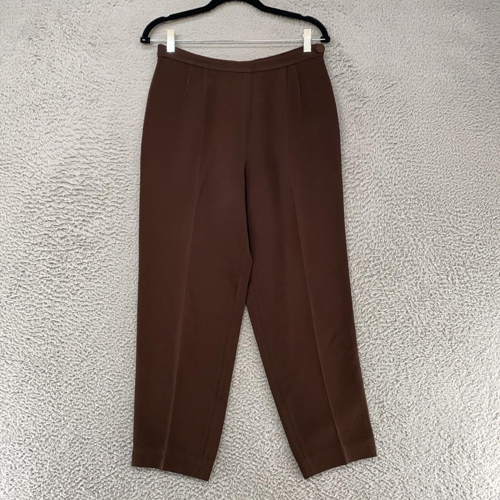Moschino Cheap Chic Pants Womens 12 Brown Pleated Tapered Italy Work Office